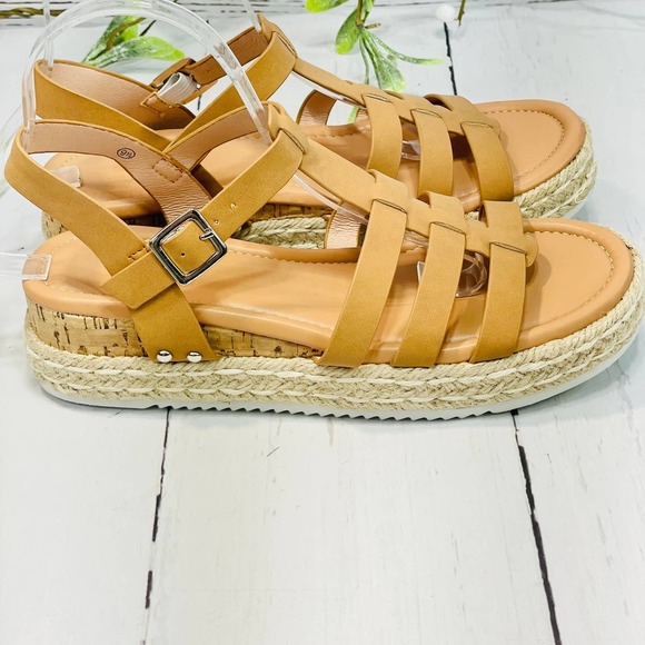 Women's Platform Wedges Espadrille Ankle T-Strap Sandals (sz 9.5) - Picture 6 of 9
